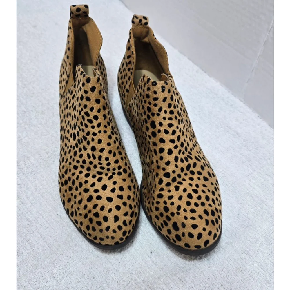 Women's Pierre Dumas Tan Black Leopard Print Ankle Boots Size 6 - Picture 2 of 8